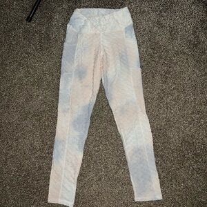 LA Image Vintage OG Elegant Blue Pink White Snake Scale Style Legging Pants